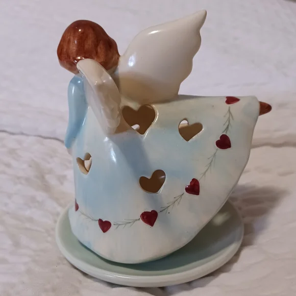 Russ Berrie & Co Country Gatherings Stoneware Covered Votive Angel - Picture 4 of 7